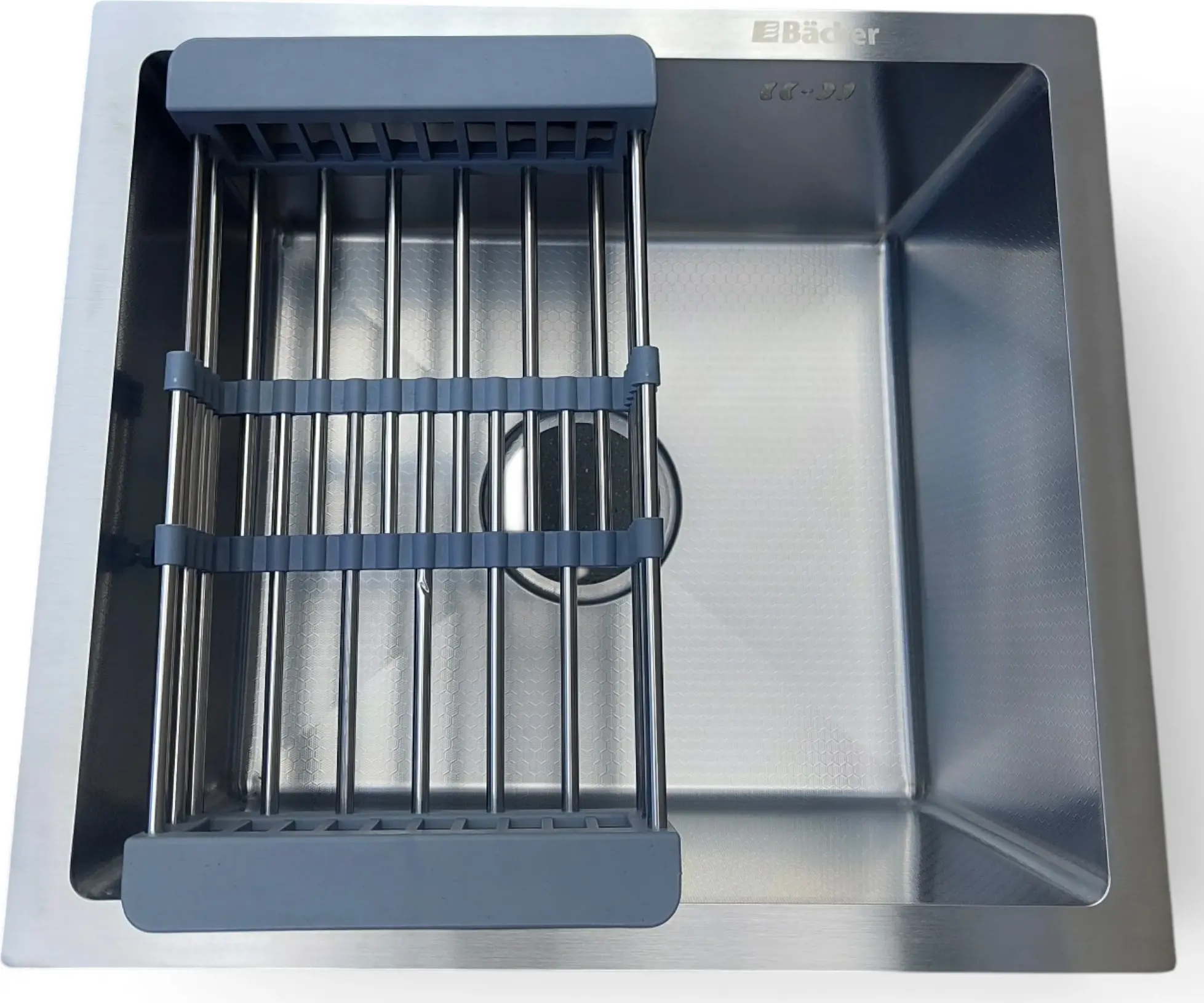 Backer Trad 450-40029 Kitchen Sink, AISI 304 Stainless Steel, HoneyComb Texture, 45x40x22cm, Nano-Tech Scratch Resistant, Includes Siphon and Basket