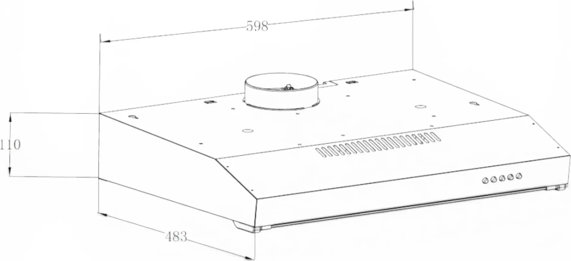 Backer LUNA 60 1M Flat Kitchen Hood, 60cm, 350 m³/h Airflow, 3 Speeds, LED Lighting, White