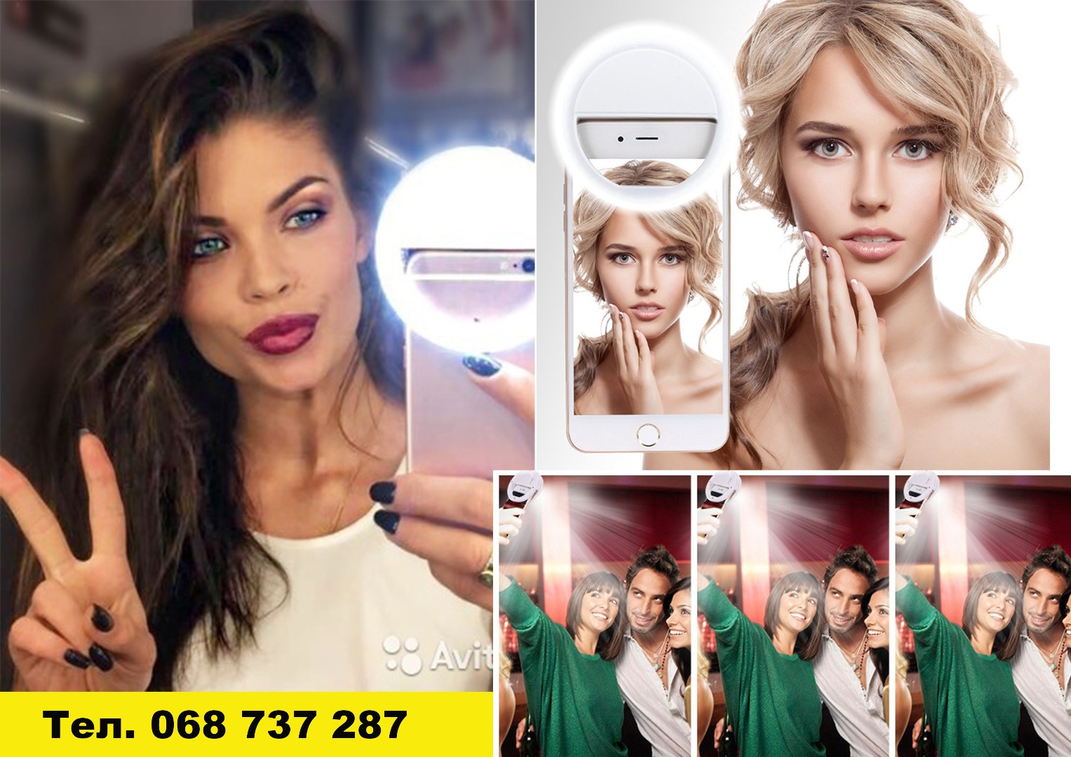 RK-12 Clip-on Selfie Ring Light, 36 LED USB Rechargeable, 3 Brightness Levels, 5600K Cool White, Anti-Slip Universal Clip for Phone/Tablet, 8.5cm ABS