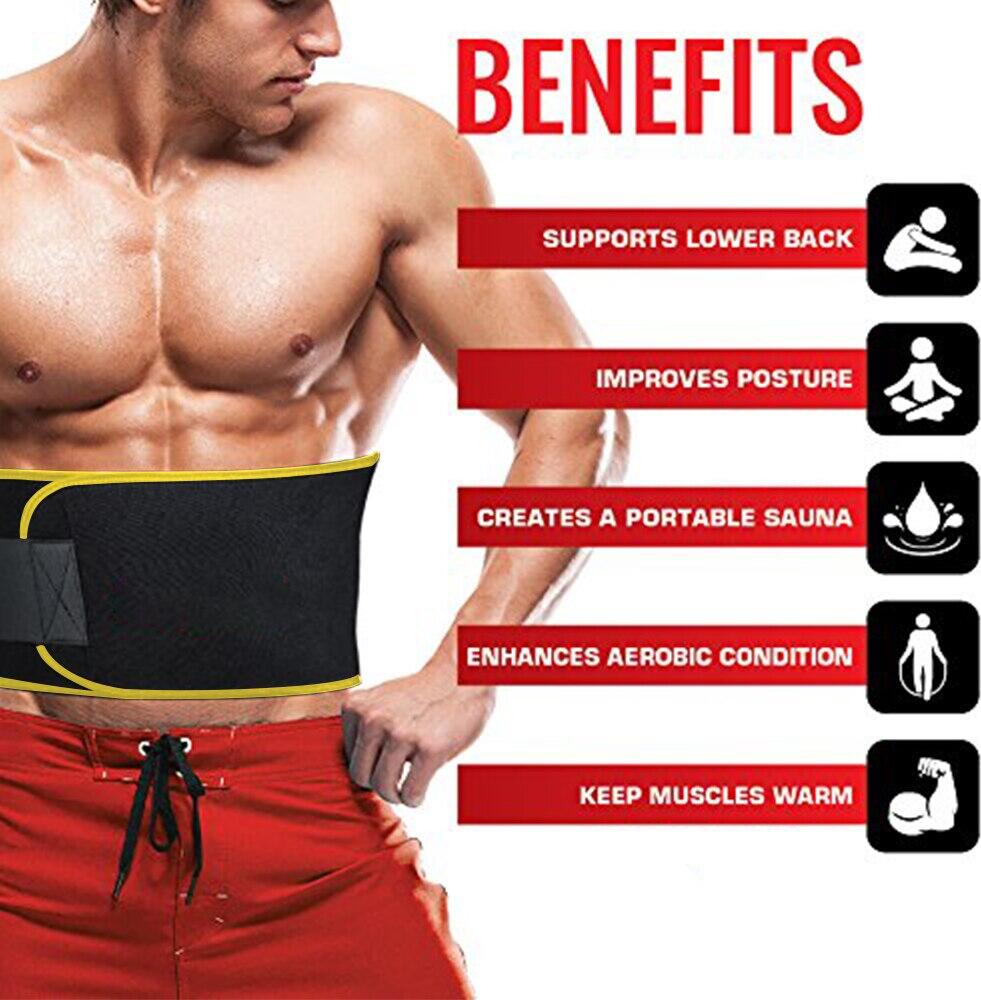 SWEAT Thermal Waist Trainer Belt - 20cm Neoprene & Nylon Sauna Sweat Belt for Gym, Adjustable Abdominal & Back Support, 60-120cm