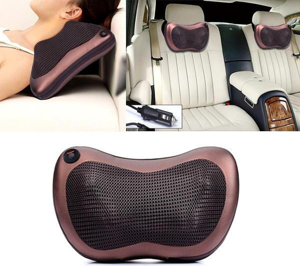 Massage Pillow 8028 Shiatsu Kneading Massager with Infrared Heating, 4/8 Nodes, Bi-directional Rotation, 20W, 30x18x12cm, Neck Back Waist Car Home Use