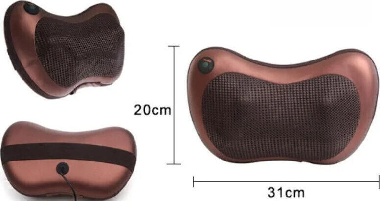 Massage Pillow 8028 Shiatsu Kneading Massager with Infrared Heating, 4/8 Nodes, Bi-directional Rotation, 20W, 30x18x12cm, Neck Back Waist Car Home Use