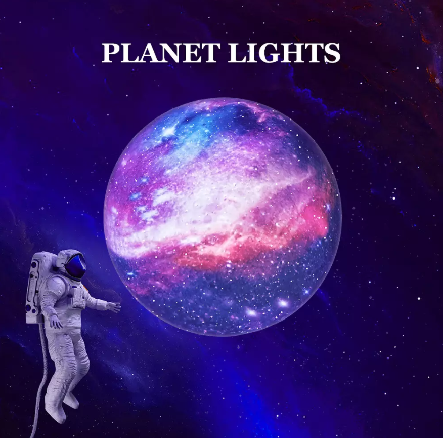 18cm 3D Moon Lamp Night Light - LED Touch Sensor, 16 Colors, 4 Modes, 400mAh Battery, USB Rechargeable, Realistic 3D Printed PVC Planet Surface