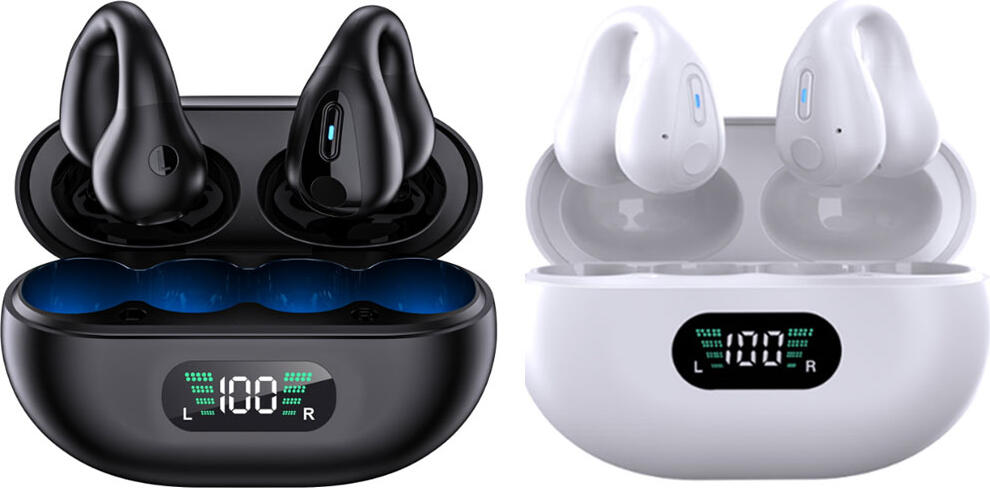 Căști Audio Wireless Kinganda Q7, Alb, clip-on deschis, Bluetooth 5.3, Sunet Hi-Fi 3.0, 10mm, Microfon ENC, 20H Autonomie, Rezistente la Apă, Control Touch