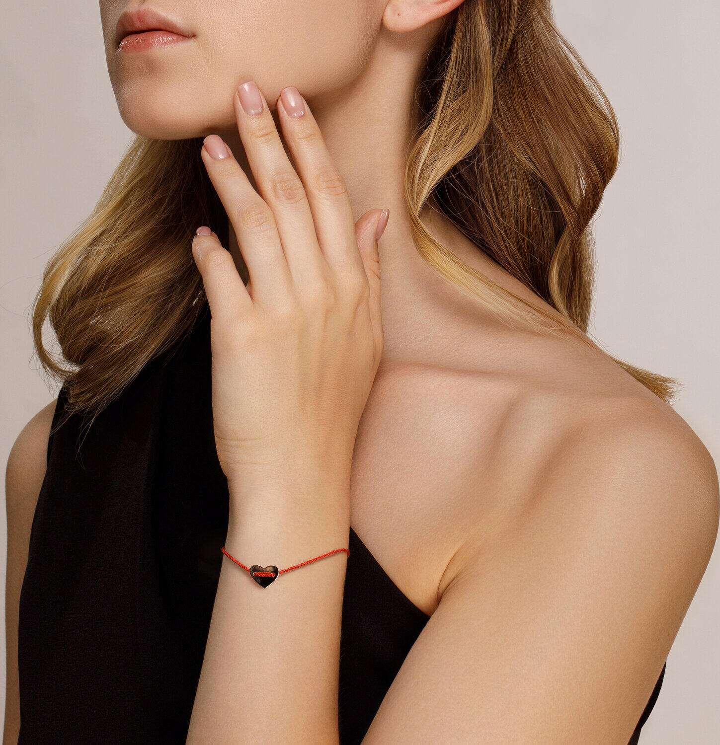 Diamant Present Women's Bracelet 51-150-01127-1, Red Gold 585 Textile Cord with Decorative Gold Element, 17 cm, 1.19 g