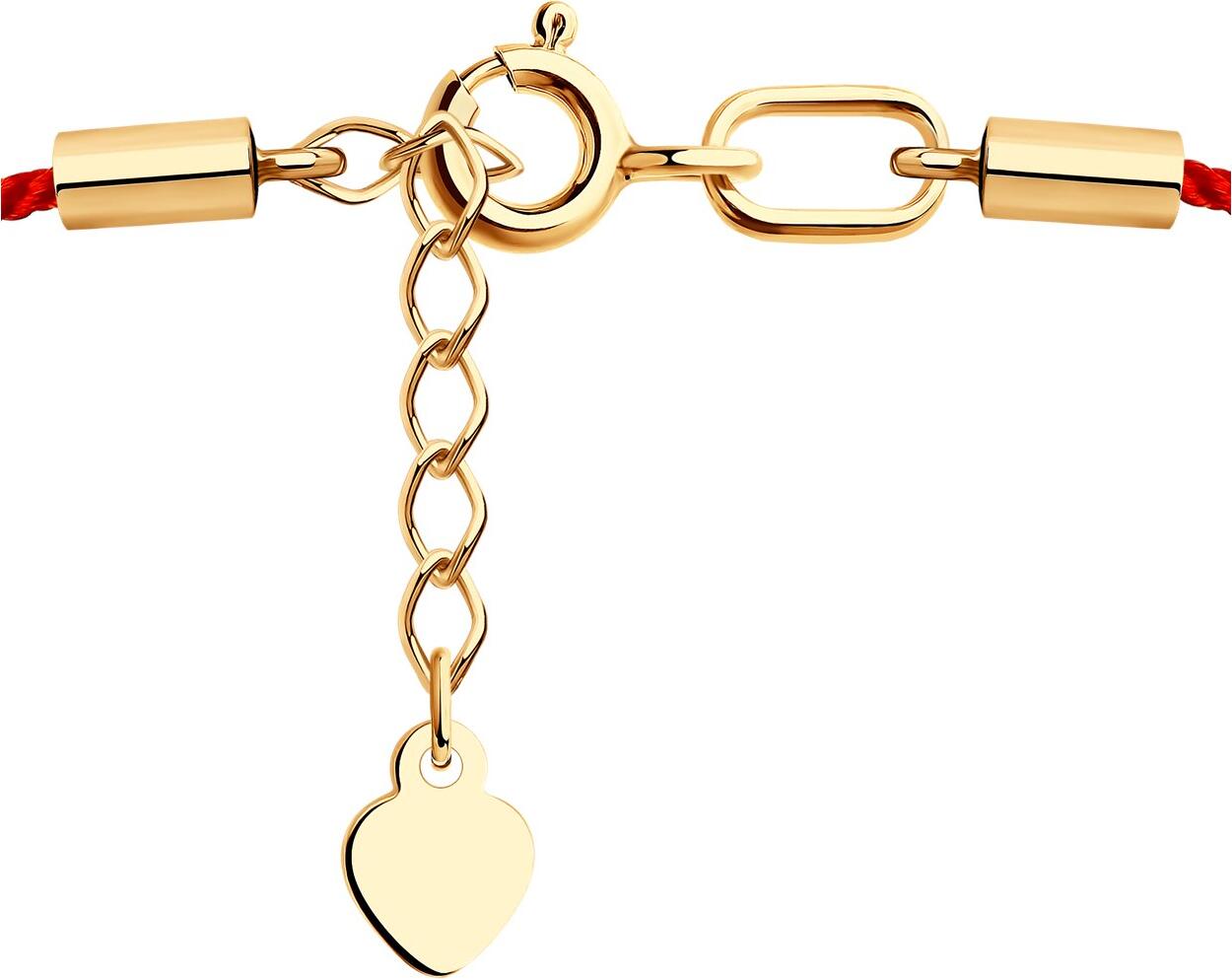 Diamant Present Women's Bracelet 51-150-01127-1, Red Gold 585 Textile Cord with Decorative Gold Element, 18 cm, 1.19 g