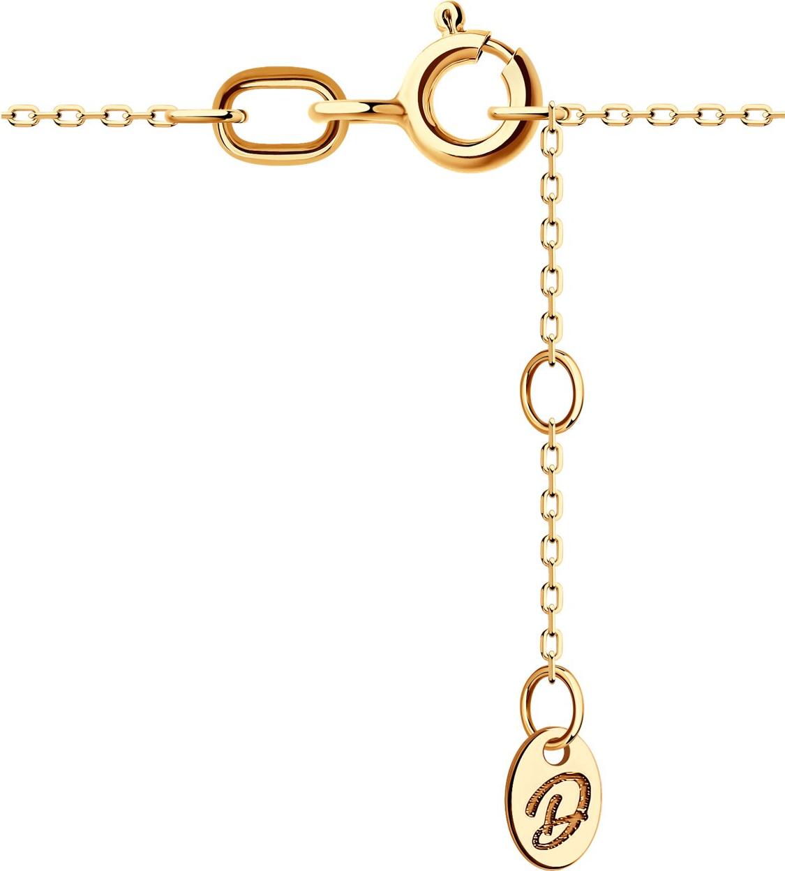 Diamant Women's Red Gold 585 Bracelet 51-150-02818-1, Diameter 16, with Round Cubic Zirconia Inserts 0.068 ct, 1.19 g