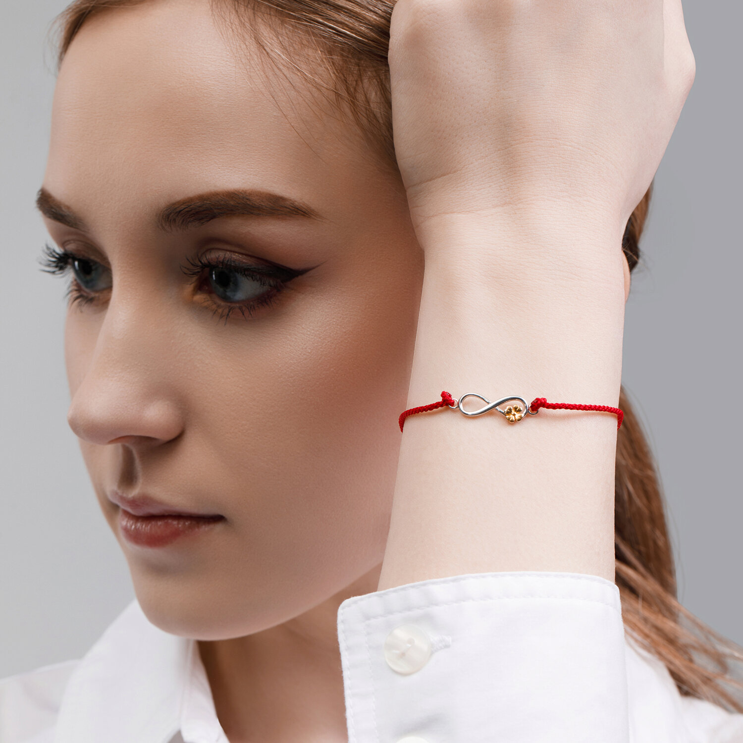Diamant Present Women's Bracelet 94-150-01675-1, 925 Sterling Silver with Gold and Rhodium Plating, Textile Thread Design, Size: 16 cm