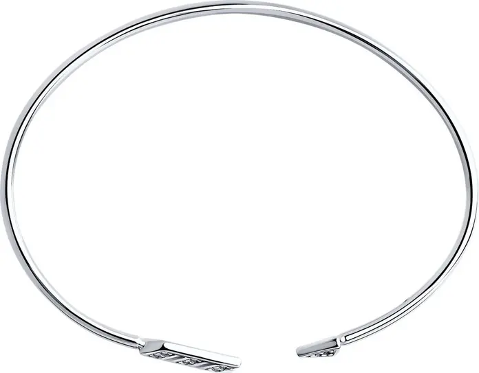 SOKOLOV 94051038 Women's Jewelry, Diameter 18.5, 925 Rhodium-Plated Sterling Silver, 16 Round Colorless Cubic Zirconia 1 mm, 0.136 ct, 3.55 g