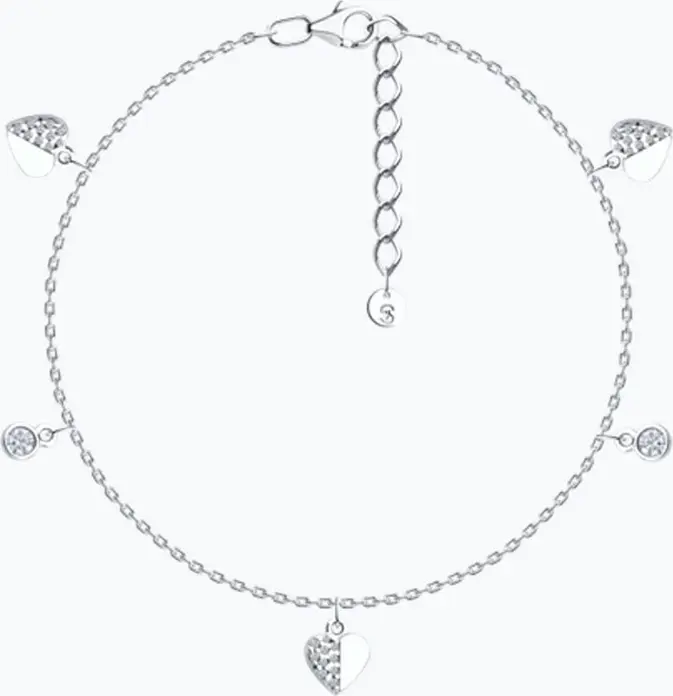 SOKOLOV 94051287 SKLV Women's Jewelry, Diameter 23, 925 Sterling Silver Rhodium-plated, 30 Round Colorless Cubic Zirconia 1mm 0.27ct, 3.4g