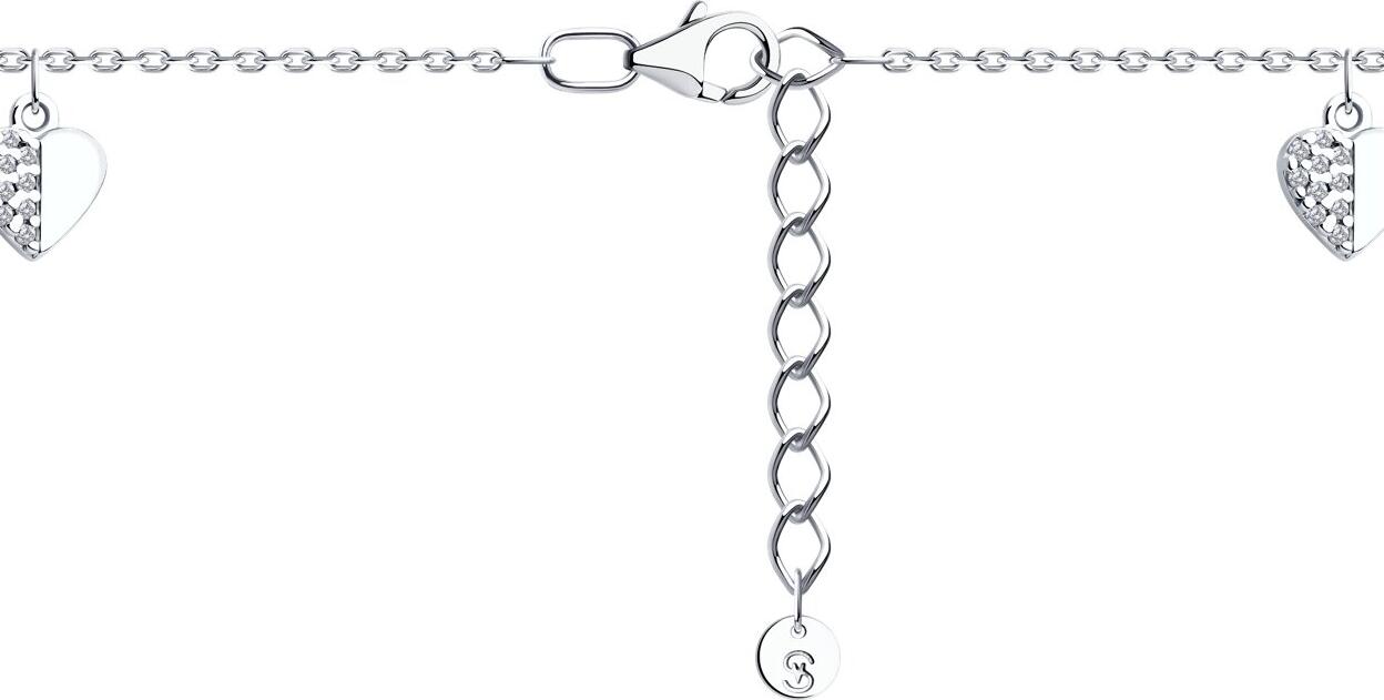 SOKOLOV 94051287 SKLV Women's Jewelry, Diameter 23, 925 Sterling Silver Rhodium-plated, 30 Round Colorless Cubic Zirconia 1mm 0.27ct, 3.4g
