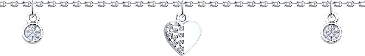 SOKOLOV 94051287 SKLV Women's Jewelry, Diameter 23, 925 Sterling Silver Rhodium-plated, 30 Round Colorless Cubic Zirconia 1mm 0.27ct, 3.4g