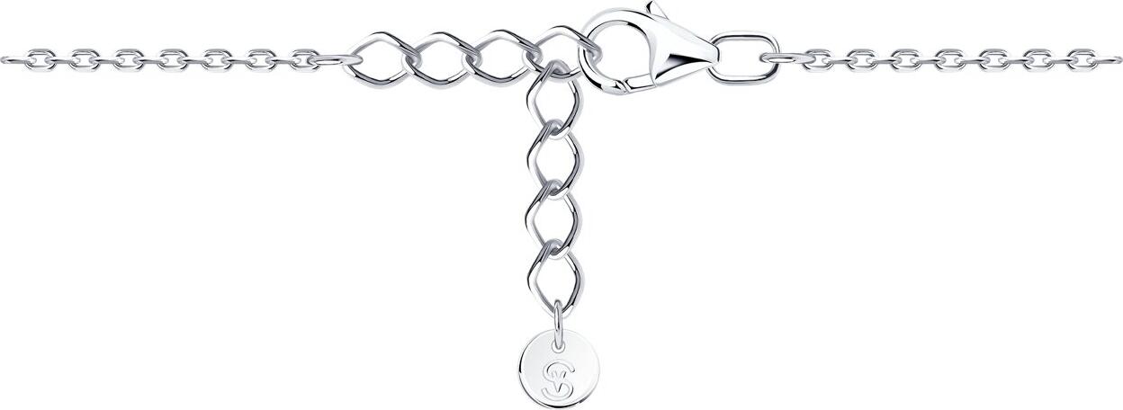 SOKOLOV 94051500 Women's Anklet, Diameter 24, 925 Sterling Silver Rhodium Plated, Round Colorless Cubic Zirconia 0.207 ct, SKLV Collection, 2.94 g