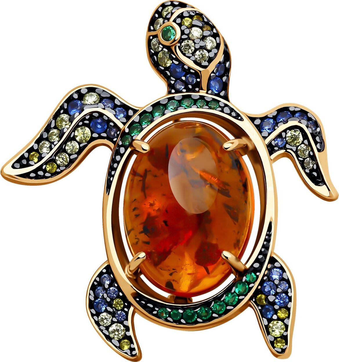 Bijuterie SOKOLOV 83040037 pentru femei, argint pozilat 925 cu placare rodiu, chihlimbar presat maro oval 16x12mm și zirconiu cubic, 5.85g