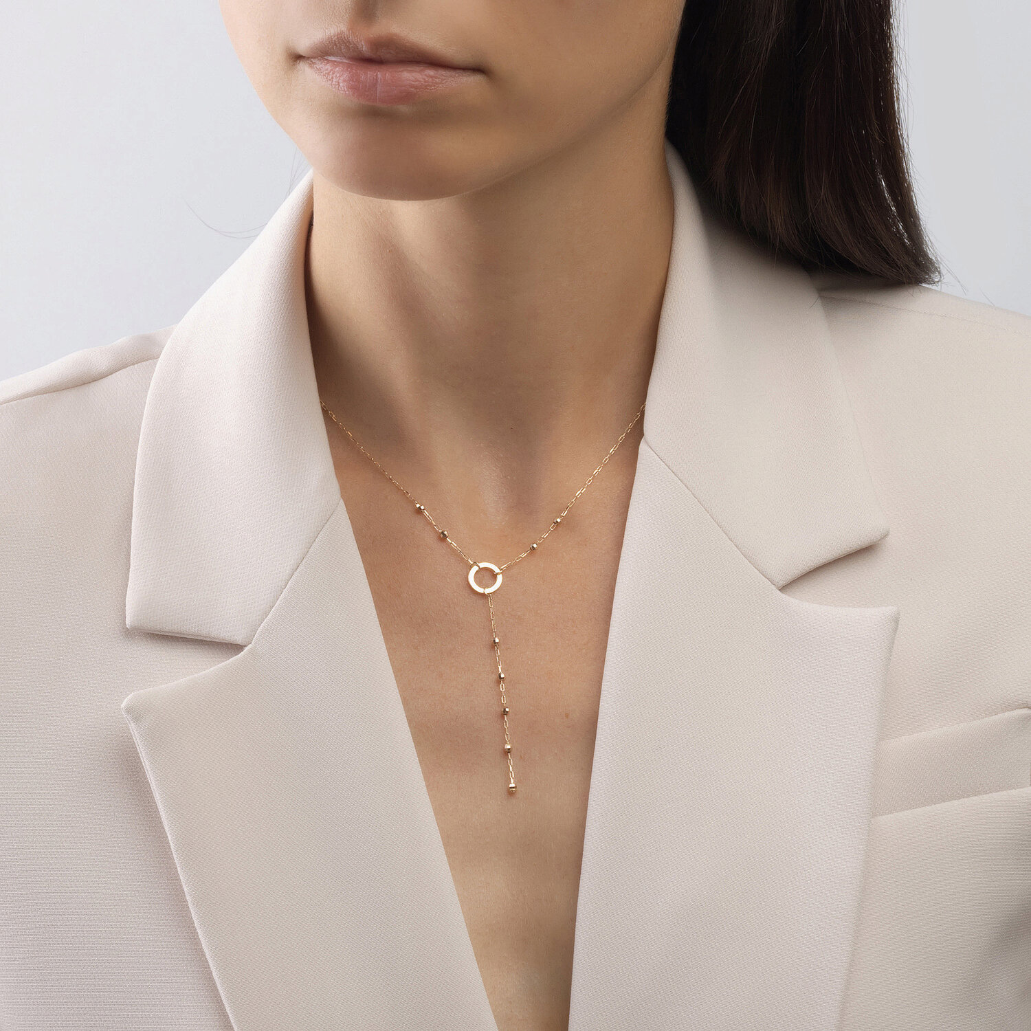 SOKOLOV 070374 Women's Red Gold Jewelry, 585 Gold Purity, 1.79 g Weight, 2 mm Height, 40 cm Length, Elegant Classic Design without Inserts