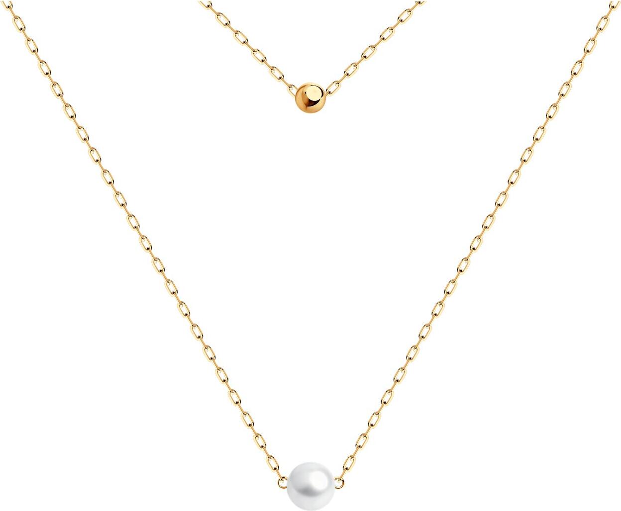 Colier Diamant pentru femei 31-370-01822-1, Aur Roșu 9k 375 cu placare Rodiu, Perla Naturală Rotundă Albă 6x6.5mm 1.55ct, 1.97g