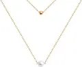 Colier Diamant pentru femei 31-370-01822-1, Aur Roșu 9k 375 cu placare Rodiu, Perla Naturală Rotundă Albă 6x6.5mm 1.55ct, 1.97g