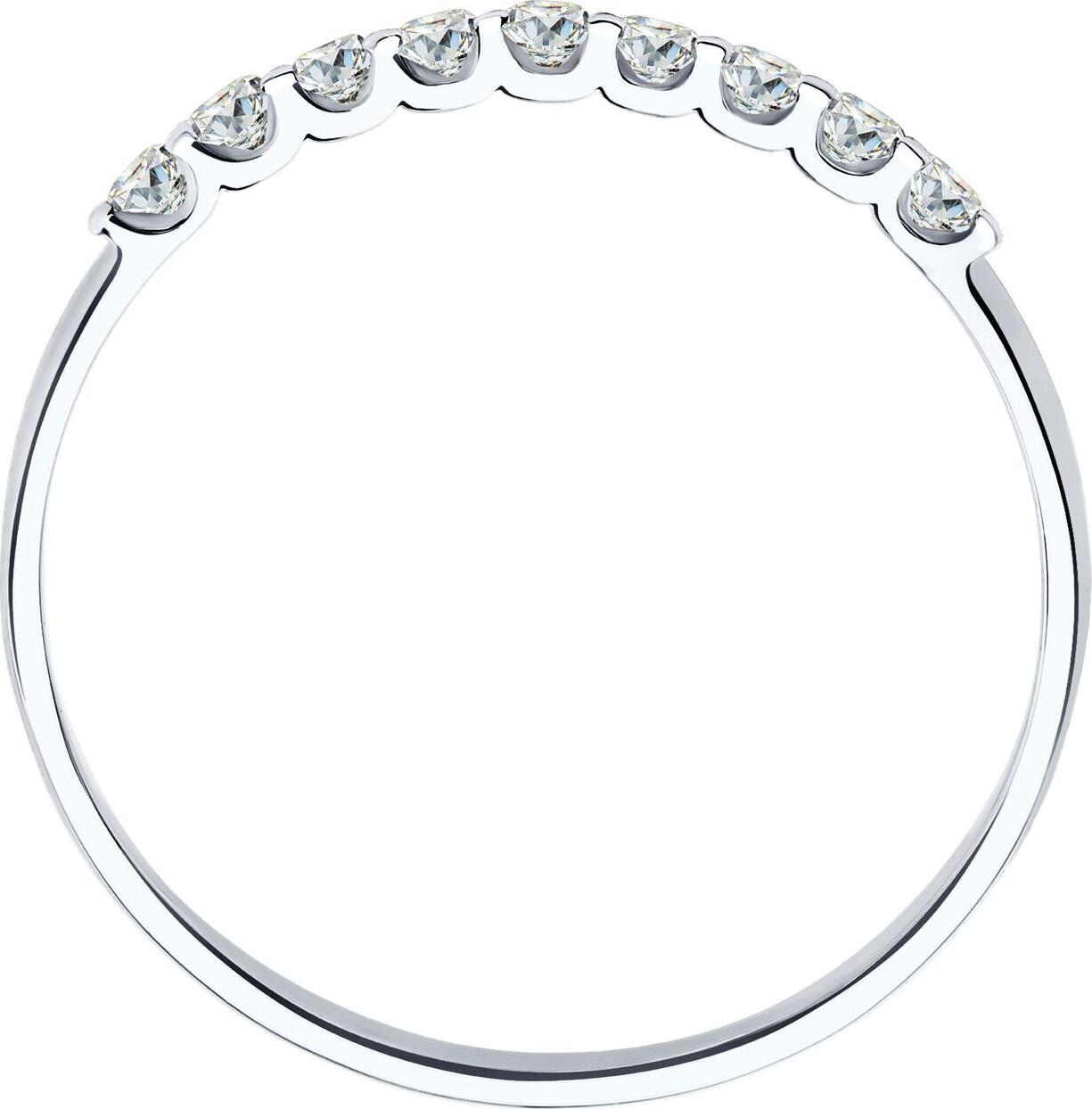 Inel SOKOLOV pentru femei 017456, Dimensiune 17, Aur Alb 585 placat cu rodiu, 9 zirconii cubice rotunde incolore 0.59 ct, lățime 2 mm, greutate 1.07 g