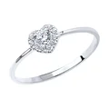 SOKOLOV Women's Ring 018982-3, Ring Size 16.5, 585 White Gold Rhodium Plated, Round Colorless Cubic Zirconia, 0.094 ct, 0.88 g, 6x2x6 mm