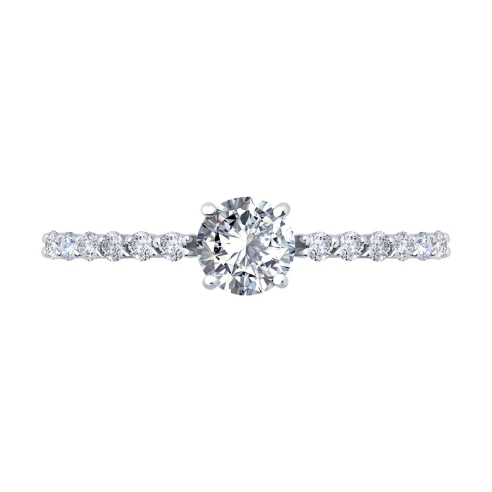 Inel SOKOLOV 019599-3 pentru femei, Mărime 18, Aur Alb 585 cu placare Rodiu, Insertii Cubic Zirconia Rotunde Incolore (12 buc, 0.348 ct), Latime 1 mm