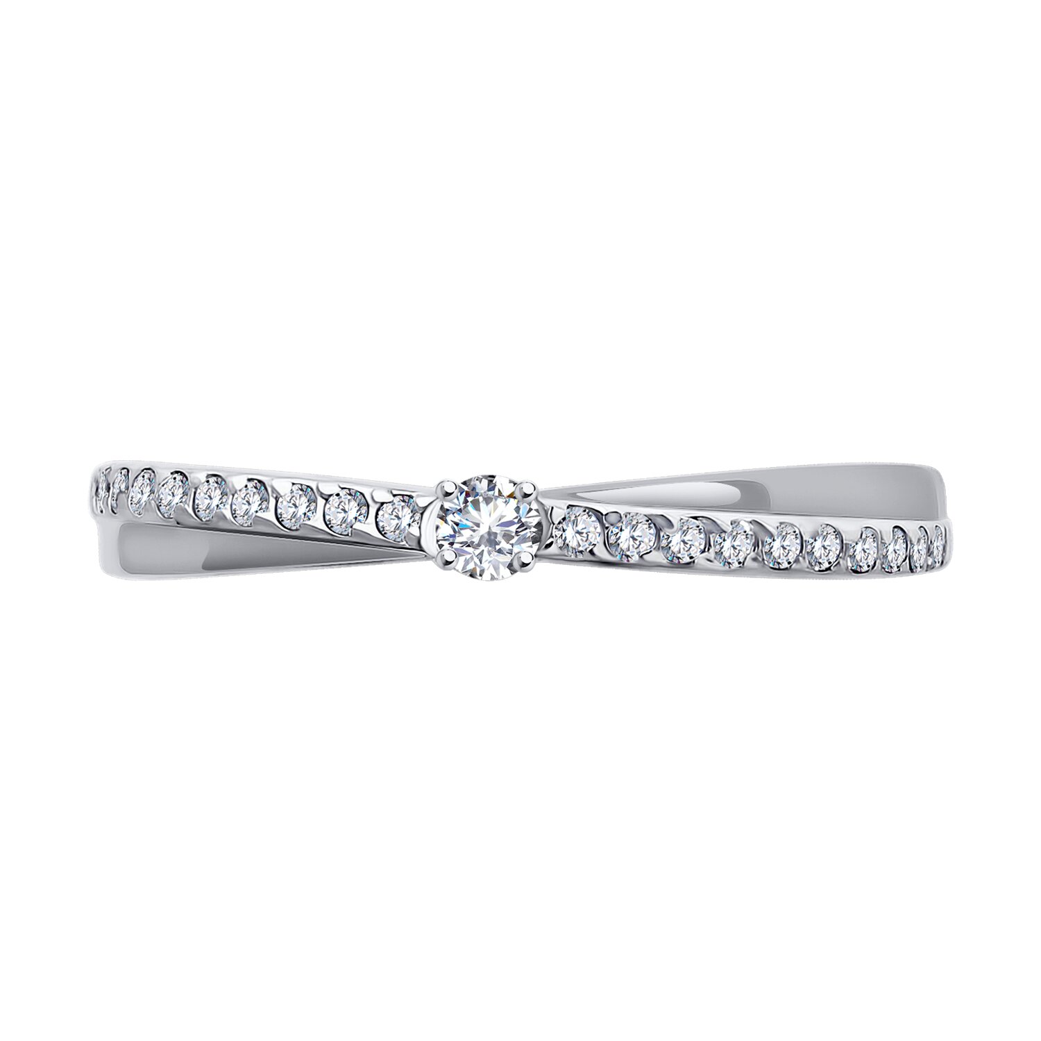 Inel Diamant pentru femei 52-110-01978-1, Dimensiune 17, Aur Alb 585 placat cu Rodiu, 20 Zirconii Cubice Rotunde Incolore 0.17ct, Latime 1mm, 1.35g