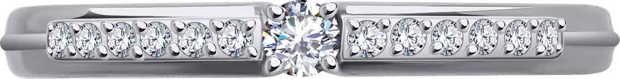 Diamant Women's White Gold Ring 52-110-01994-1, Size 16, 585 Gold Rhodium Plated, 12 Round Colorless Cubic Zirconia 0.102 ct, 1.22 g