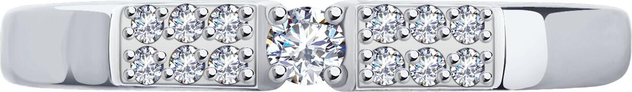 Diamant 52-110-02055-1 Women's Ring, Size 16, 585 White Gold with Rhodium Plating, 12 Round Colorless Cubic Zirconia 1mm, 0.102 ct, 2mm Width