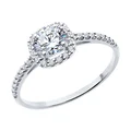 Diamant 52-110-02355-1 Women's Ring, Size 19.5, 585 White Gold Rhodium Plated, 32 Round Colorless Cubic Zirconia 0.272 ct, 1 mm Width