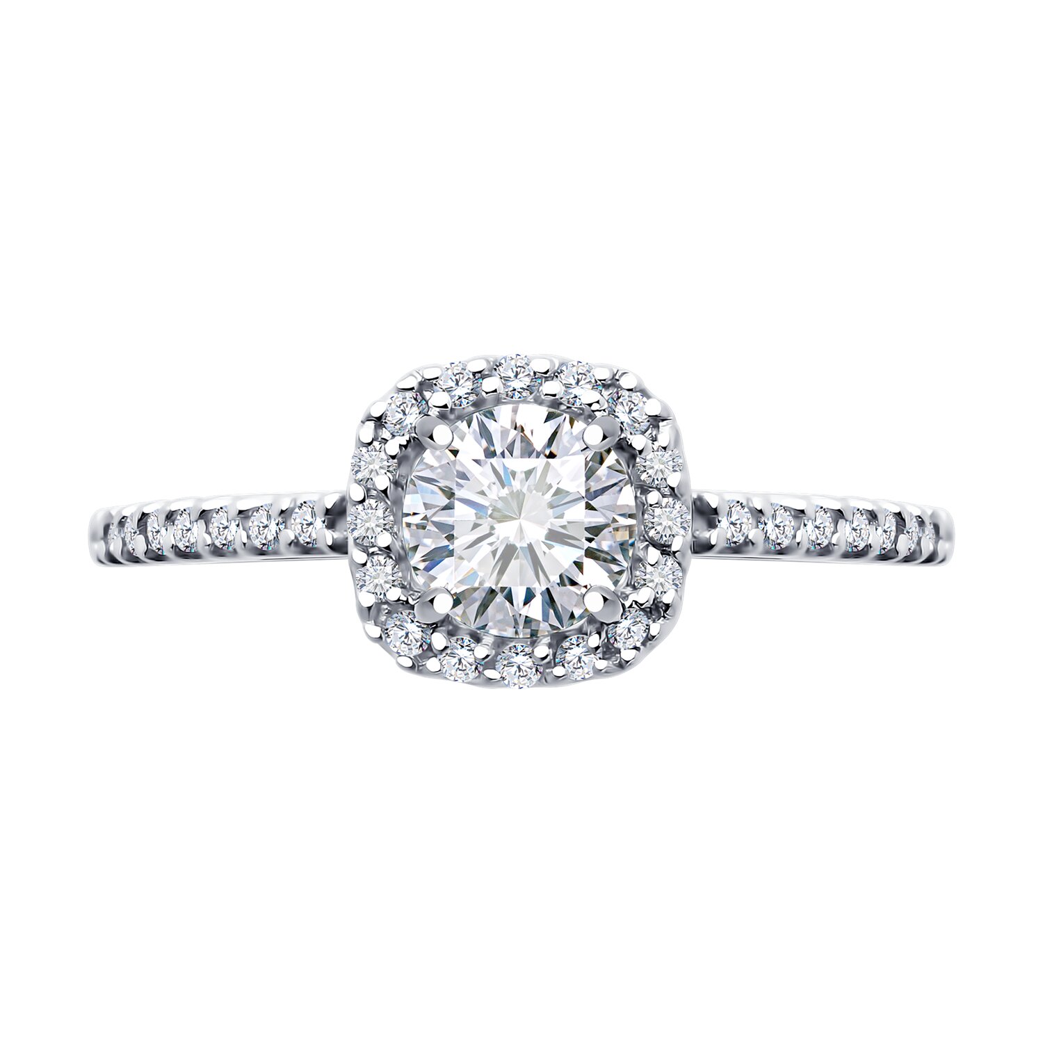 Diamant 52-110-02355-1 Women's Ring, Size 20, 585 White Gold Rhodium Plated, 32 Round Colorless Cubic Zirconia 0.272 ct, 1 mm Width