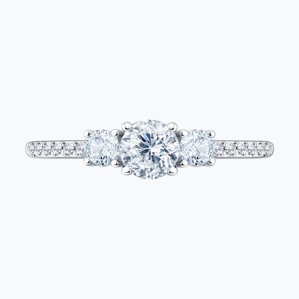 SOKOLOV 019892-3 Women's Ring, Size 19, 585 White Gold, 14 Round Colorless Cubic Zirconia Stones, 1 mm Width, 1.22 g