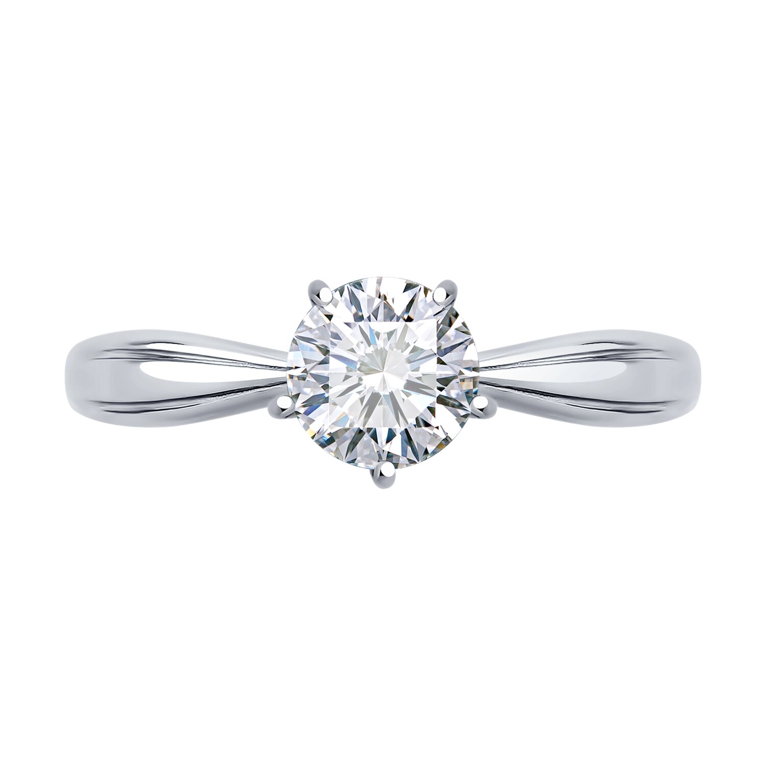 Diamant 52-110-00099-1 Women's Ring, Size 18.5, 585 White Gold with Rhodium Plating, Round Colorless Cubic Zirconia 1.101 ct, 5.5 mm Stone, 1.35 g Weight, 1 mm Width
