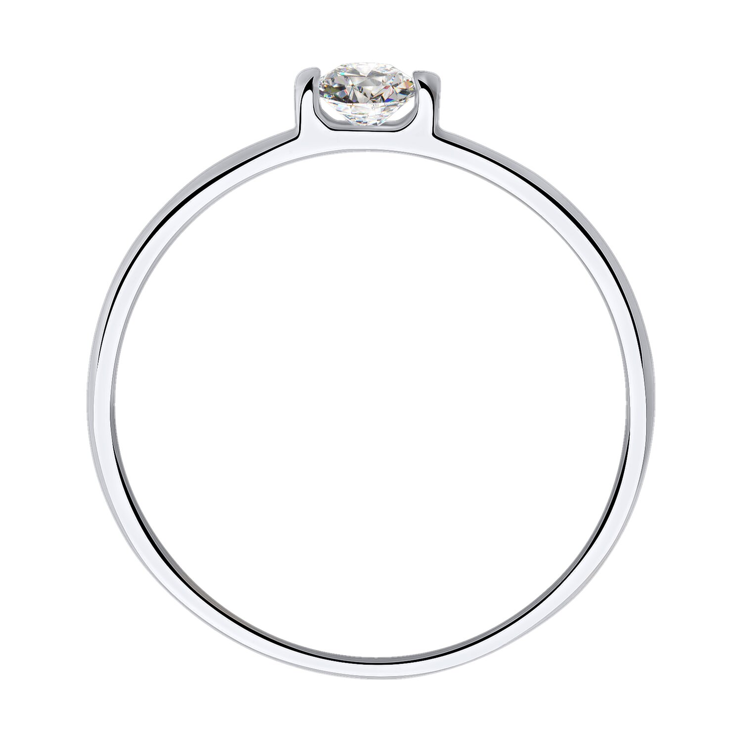 Inel Diamant 52-110-00840-1 pentru femei, mărime 16.5, Aur Alb 585 placat cu Rodiu, Zirconiu Cubic rotund incolore 0.297 ct 3.5 mm, lățime 1 mm, 0.93 g