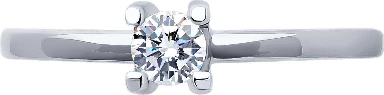 Inel Diamant pentru femei 52-110-01997-1, Dimensiune 16.5, Aur Alb 585 cu placare de Rodiu, Zirconiu Cubic rotund incolor 0.297 ct, piatra 3.5 mm, greutate 1.08 g