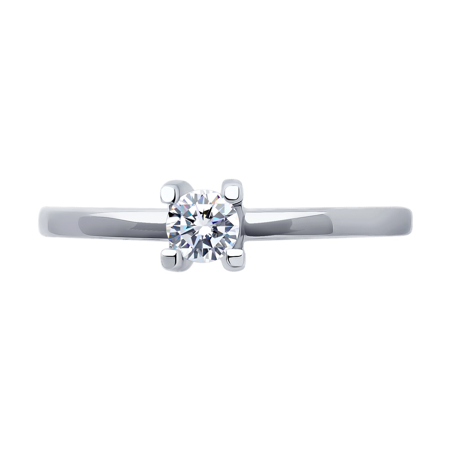 Diamant Women's Ring 52-110-01997-1, Size 18, 585 White Gold with Rhodium Coating, Round Colorless Cubic Zirconia 0.297 ct, 3.5 mm Stone, 1.08 g Weight