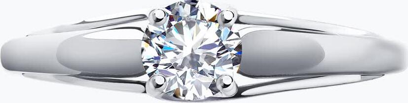 Diamant Women's Ring 52-110-01727-1, Size 19.5, 585 White Gold Rhodium Plated, Round Colorless Cubic Zirconia 0.618 ct 4.5 mm, 2 mm Width, 1.47 g