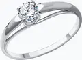 Inel Diamant pentru femei 52-110-01727-1, Mărime 18, Aur Alb 585 placat cu Rodiu, Zirconiu Cubic rotund incolore 0.618 ct 4.5 mm, lățime 2 mm, 1.47 g