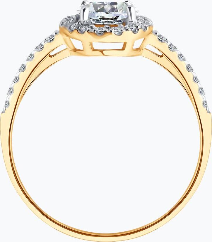 Diamant 51-110-02352-1 Women's Ring, Size 17, 585 Red Gold, Round Colorless Cubic Zirconia 0.27ct, Rhodium Plated, 1.79g, 22x19x8 mm