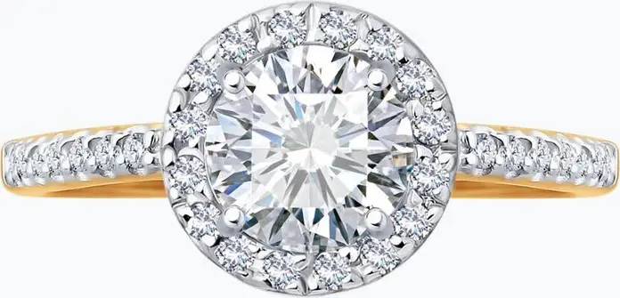 Diamant 51-110-02352-1 Women's Ring, Size 17.5, 585 Red Gold, Round Colorless Cubic Zirconia 0.27ct, Rhodium Plated, 1.79g, 22x19x8 mm