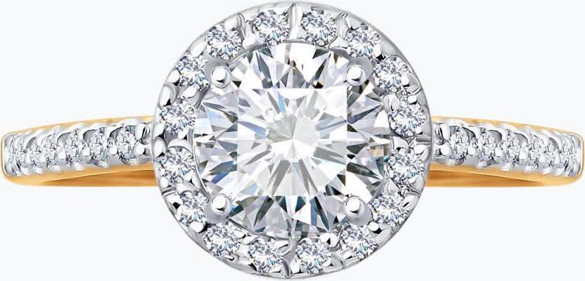 Diamant 51-110-02352-1 Women's Ring, Size 19, 585 Red Gold, Round Colorless Cubic Zirconia 0.27ct, Rhodium Plated, 1.79g, 22x19x8 mm