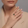 SOKOLOV 716688 Women's Ring, Size 19.5, 585 Red Gold with Rhodium Plating, Green Agate and Cubic Zirconia, 14 Round Stones 0.07 ct, 1.65 g, 10x3x13 mm