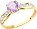 Diamant 31-310-00257-3 Bijuterie Damă Aur Roșu 9K, Dimensiune Inel 18, Puritate 375, cu Ametist și Zirconiu Cubic, Placare Rodiu, 0.119 ct, 1.34g