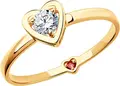 SOKOLOV 017530 Women's Jewelry, Ring Size 16, 585 Red Gold, Round Colorless and Red Cubic Zirconia, 4 mm Stone Size, 0.451 ct Total Stone Weight, 1.29 g