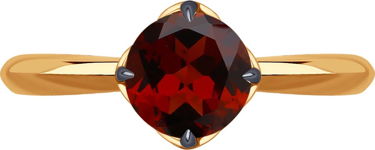 Inel Diamant pentru femei din aur roșu 375 9k cu granat roșu rotund de 6mm, placare cu rodiu, mărime 17.5, model 51-310-01767-2