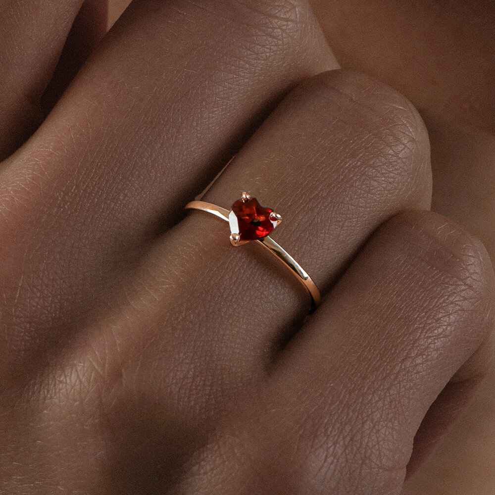 Diamant Women's Ring 31-310-01741-2, Size 17, 9K Red Gold 375, Heart-shaped Garnet 0.579 ct, 5x5 mm, Red Gemstone Jewelry
