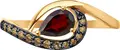 Кольцо Diamant женское 51-310-01703-2, размер кольца 17.5, красное золото 585, гранат и фианит, 0.136 ct, 1.34 g, родированное покрытие, круглые камни