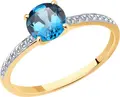 SOKOLOV 716743 Women's Ring, Size 17, 585 Red Gold, London Topaz and Cubic Zirconia, Round Cut Stones, Rhodium Coating, 1.6g, 6x5x6 mm