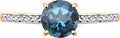 SOKOLOV 716743 Women's Ring, Size 18, 585 Red Gold, London Topaz and Cubic Zirconia, Round Cut Stones, Rhodium Coating, 1.6g, 6x5x6 mm