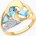 SOKOLOV Women's Ring 37714804, 375 Red Gold, with 16 Round Colorless Topaz and Cubic Zirconia Inserts, Size 18.5, 1.25 mm, 3 g