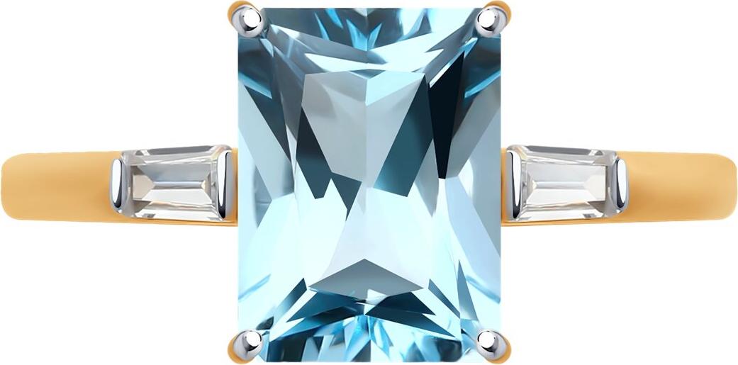 Diamant 31-310-01552-1 Women's Jewelry, 9K Red Gold 375, Topaz and Cubic Zirconia, Wave Shape, Rhodium Plated, 0.198 ct, 1.51g, Ring Size 17.5