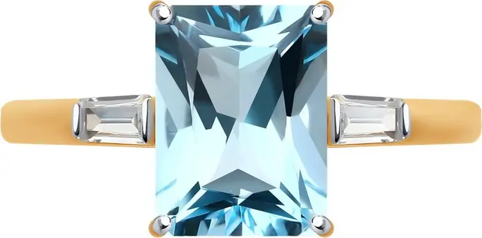 Diamant 31-310-01552-1 Women's Jewelry, 9K Red Gold 375, Topaz and Cubic Zirconia, Wave Shape, Rhodium Plated, 0.198 ct, 1.51g, Ring Size 17.5